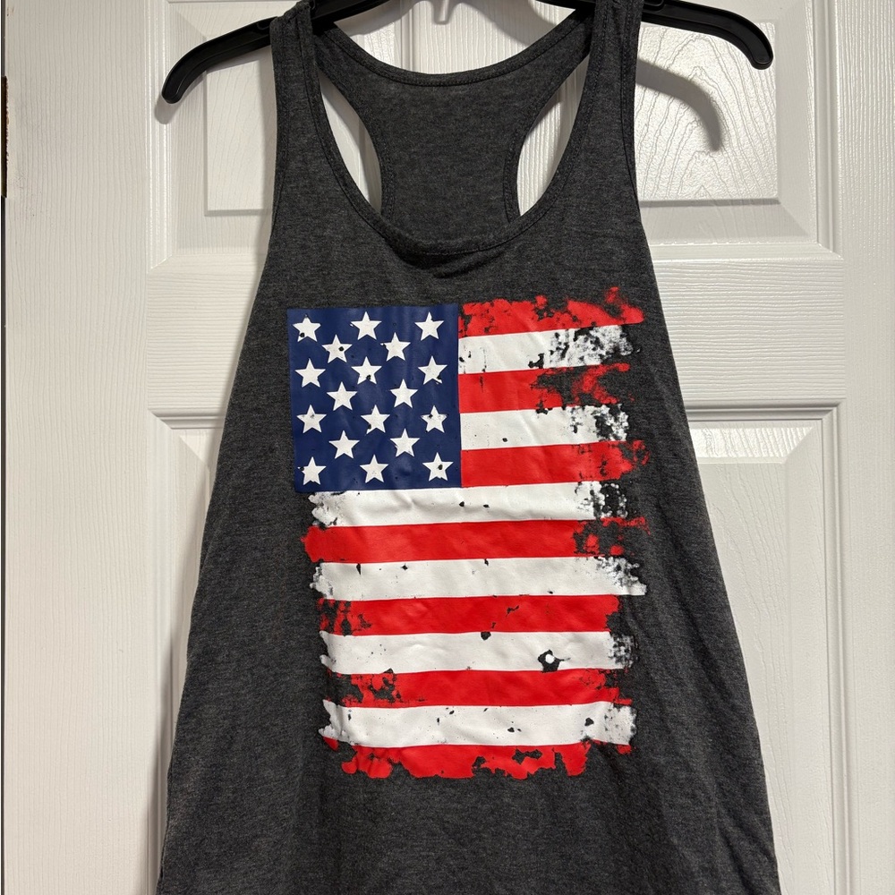 Gray American Flag Tank Top